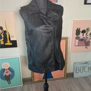 Women's Black Leather Vest